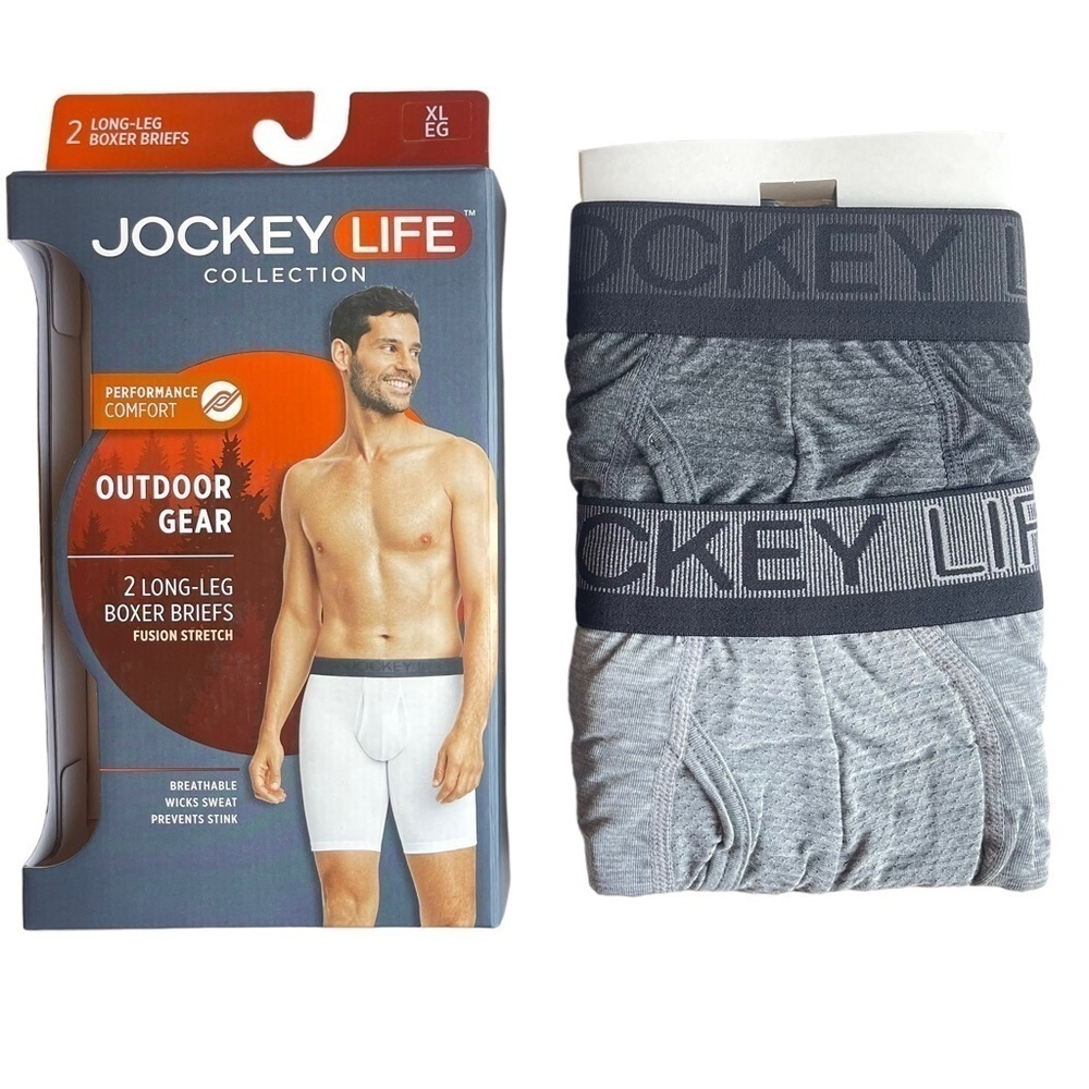 Jockey Life Men’s Size XL Outdoor Gear 2 long leg boxer briefs comfort NWT